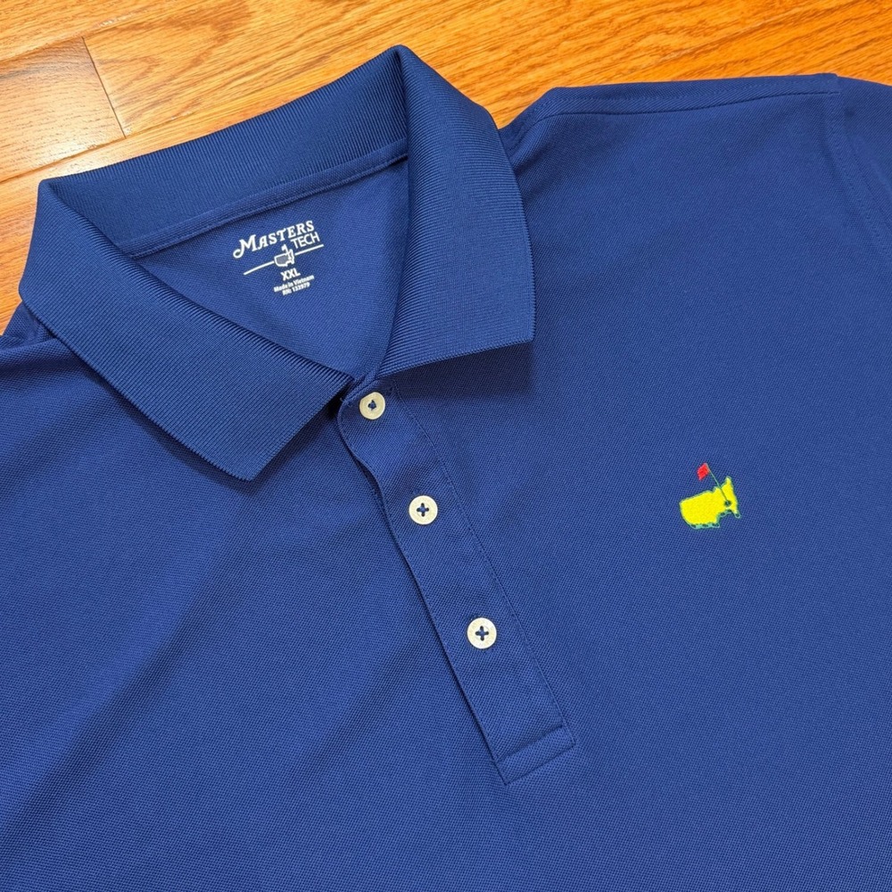 Masters Tech Golf Polo Shirt Mens 2XL Blue Stretch Performance Augusta National